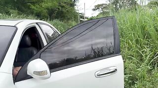 A girl just went out and got fucked by many guys in the forest