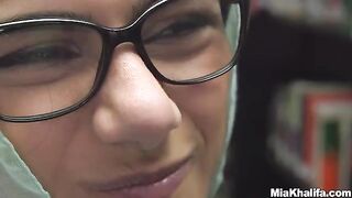 The library is the best place for Mia Khalifa to masturbate