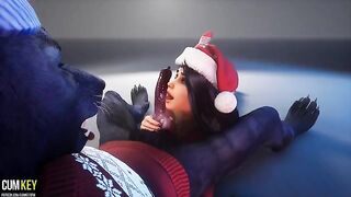 Beauty fucked by a wild werewolf on Christmas XXX
