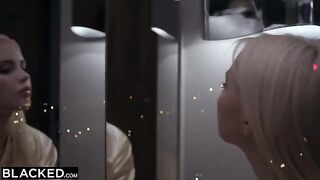 Ski bunnies Jia & Like compete to ride the big cock of handsome Joss in thrilling BLACKED scene