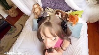 Begging for cock and facial, she gives wet pussy farts