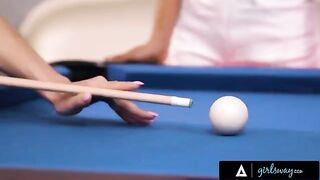 The busty MILF Lexi Luna teaches Nia Nacci how to play and have fun on the pool table