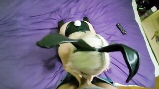 A cute bunny girl made a deep blowjob and got a cumshot on her face
