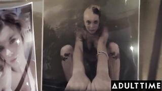 Gabbie Carter, with her impressive curves, in a hot threesome scene