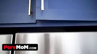 Pervert guy can’t control his cock, his stepmom must help him