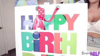 Busty stepmom Victoria June gets a sex toy for her birthday