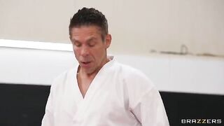 The girl is having sex in an uncomfortable pose, it hurts her