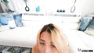 A young girl gets her pussy railed hard by a guy with big balls