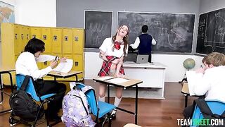The girl passed the exam thanks to her mouth