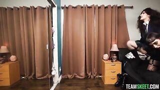 Two strangers fucked at a gothic party with brunettes