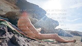Girls almost got caught while wanking on the nude beach