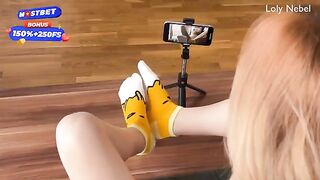 The cutie decided to make a footjob video for her fans