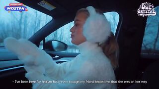 College girl is slutty and loves to suck cock in a car