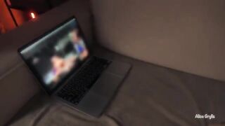 Watching porn on Pornhub made her horny, get fucked hard