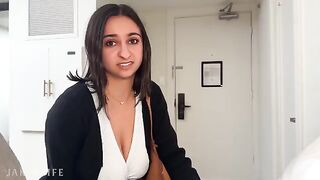 A busty coworker gets wild with her boss during a business trip