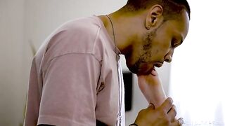 A black guy licks the pussy of his blonde mistress with passion