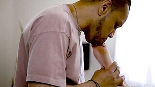 A black guy licks the pussy of his blonde mistress with passion
