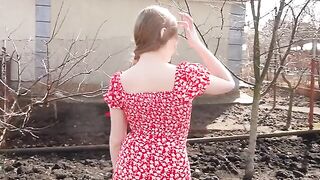 A hot blondie is always horny and ready for action in the village
