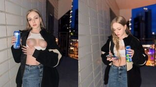 I'll show you more than just my tits for the energy drink, I'm desperate!