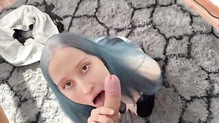 A girl would do anything for an orgasm, even in unexpected moments