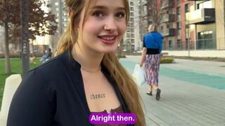 The guy shows his cock to the girl and she fucks with him