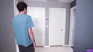 The girl's sweet pussy is being stretched by a guy in bed