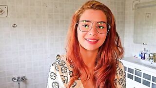 The guy licks the wet pussy of his redhead girlfriend in HD