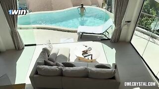 A pretty woman has a lonely vacation on her own in the hotel