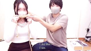 Rope bondage sex with intense orgasm and cum shot