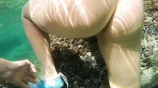 Crazy underwater sex with hot anal creampie in the water