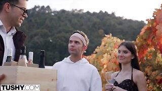 Stefany was on holiday and she got an offer for a sexy DP on TUSHY