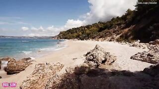 Amateur couple engaged in a passionate session on the nude beach
