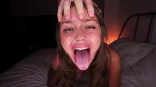 He destroyed my throat! Extreme blowjob with no mercy and cum on face
