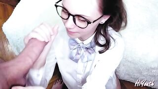Please cum on my face and glasses Russian GF