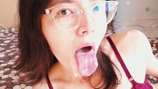 College girl fucks hard and gets her mouth filled with cum