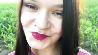 A sexy girl is having fun with her stepbrother in the cornfield