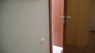A small mouth girl is getting caught and fucked by a huge cock