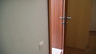 A small mouth girl is getting caught and fucked by a huge cock