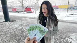 A girl is waiting for a guy to grant any wish for money