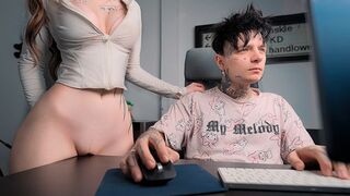 A girl rubs her pussy on the table and asks for more, a typical Pinkloving scene