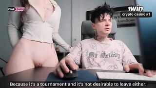 A girl rubs her pussy on the table and asks for more, a typical Pinkloving scene