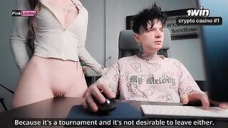 A girl rubs her pussy on the table and asks for more, a typical Pinkloving scene
