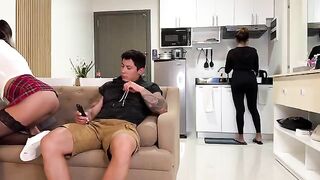 A girl came to her stepfather, he did not notice and she came in