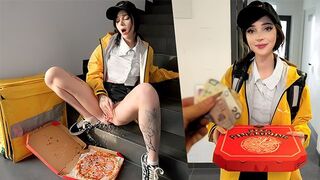 I came and my dick was cum, with a pizza delivery girl