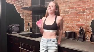 A reward for beauty: hot kitchen sex and a passionate finish