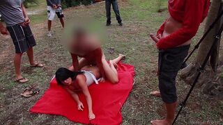 Bunch of wet pussies gets stuffed with cocks on the beach
