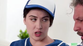 An old man fucked a young beauty in her clothes, and she moaned with pleasure