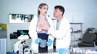The girl in the doggy style position is roughly fucked by her boyfriend