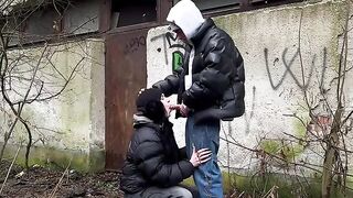 A passionate encounter turned risky in a public spot