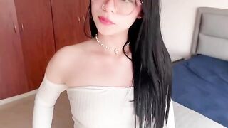 A cute white girl with small boobs demonstrates her deepthroat skills in a steamy scene